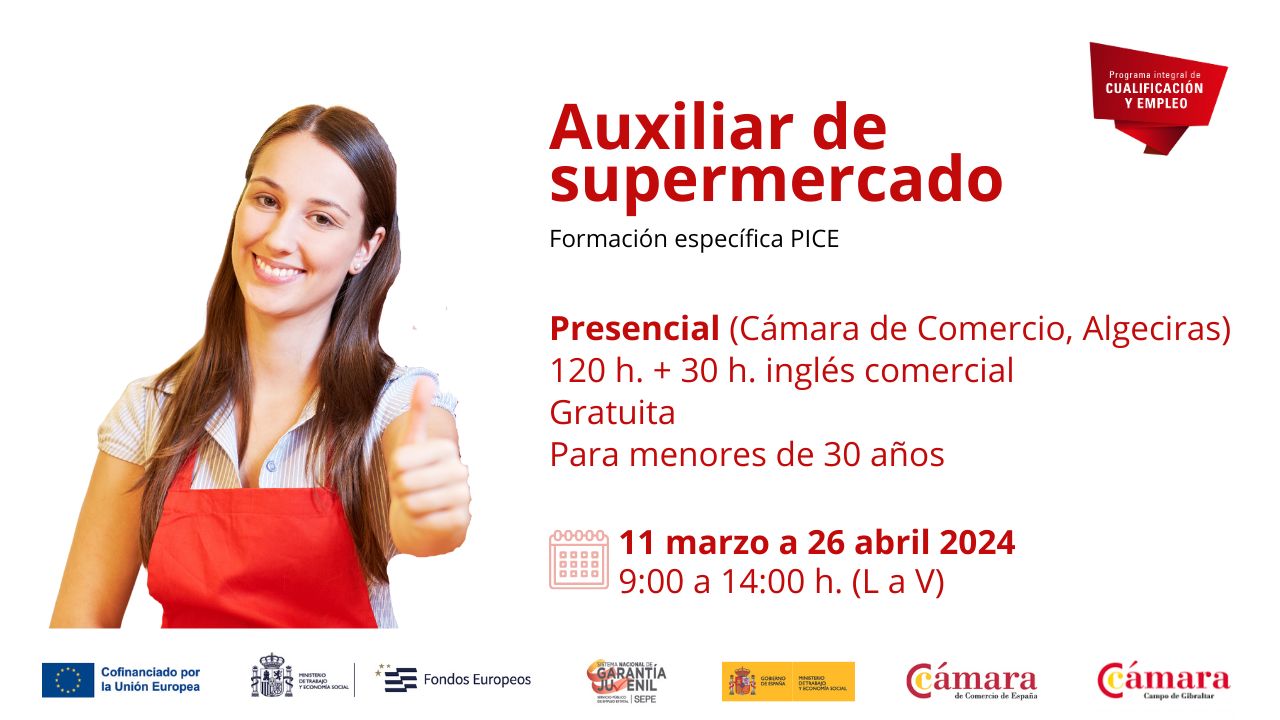 Auxiliar supermercado formación específica PICE marzo 24