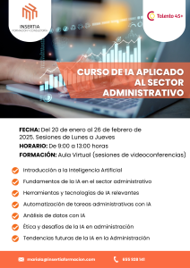 Cartel curso IA sector administrativo Talento 45+